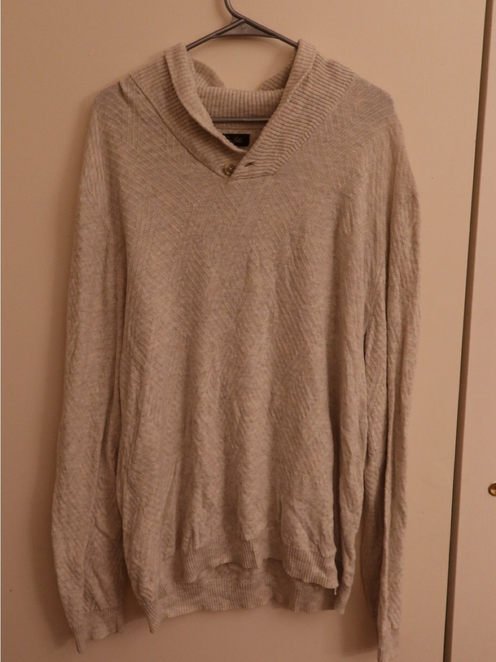 Tasso Elba Men's V-Neck Shawl Collar Sweater - Light Beige